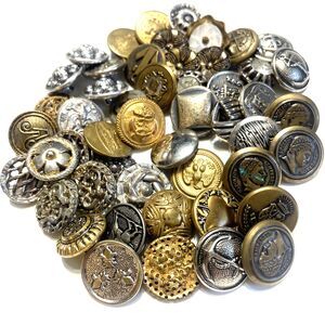 Vintage Button Collection 50pc Metallic Metal Glass Plastic